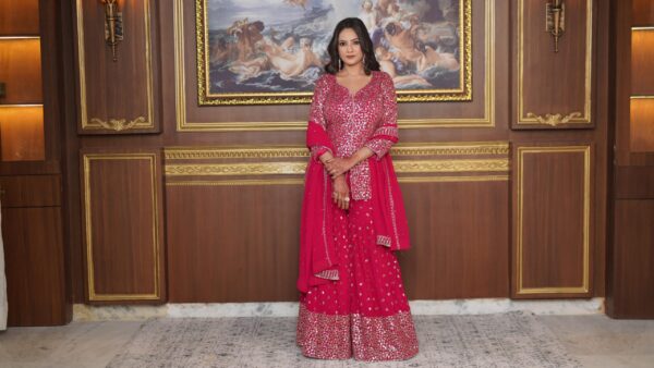 Ruby Elegance Anarkali Set - Image 7